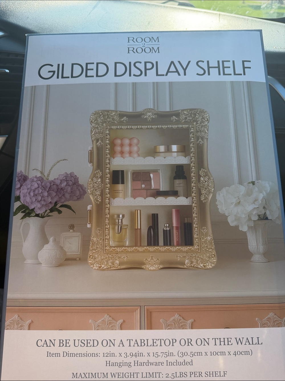 Room2Room Gilded Display Shelf - Gold Makeup Organizer